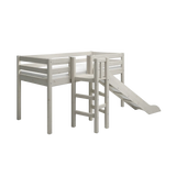 High Bed 120 cm with Slide and Safety Rail, 90x200 cm, White MID_HIGH-BED mid-high-bed-w-platform-and-slide-white-washed-1  flexa-com.myshopify.com
