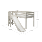 High Bed 120 cm with Slide and Safety Rail, 90x200 cm, White MID_HIGH-BED mid-high-bed-w-platform-and-slide-white-washed-1  flexa-com.myshopify.com