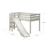 High Bed 120 cm with Slide and Safety Rail, 90x200 cm, White MID_HIGH-BED mid-high-bed-w-platform-and-slide-white-washed-1  flexa-com.myshopify.com