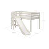 High Bed 120 cm with Slide and Safety Rail, 90x200 cm, White