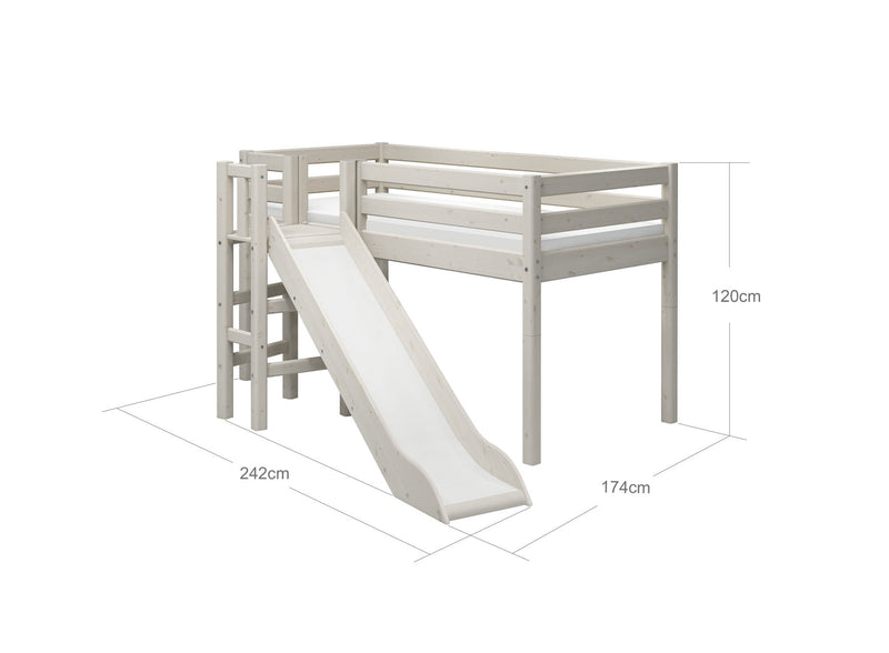 Mid-high bed w. platform and slide