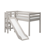 Lit haut 120 cm avec toboggan et barrière de sécurité, 90x200 cm, Gris