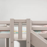 High Bed 120 cm with Slide and Safety Rail, 90x200 cm, Grey