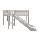 Lit haut 120 cm avec toboggan et barrière de sécurité, 90x200 cm, Gris