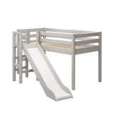 Lit haut 120 cm avec toboggan et barrière de sécurité, 90x200 cm, Gris