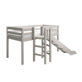 Lit haut 120 cm avec toboggan et barrière de sécurité, 90x200 cm, Gris