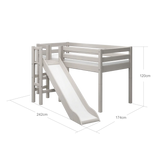High Bed 120 cm with Slide and Safety Rail, 90x200 cm, Grey MID_HIGH-BED mid-high-bed-w-platform-and-slide-grey-washed-1  flexa-com.myshopify.com