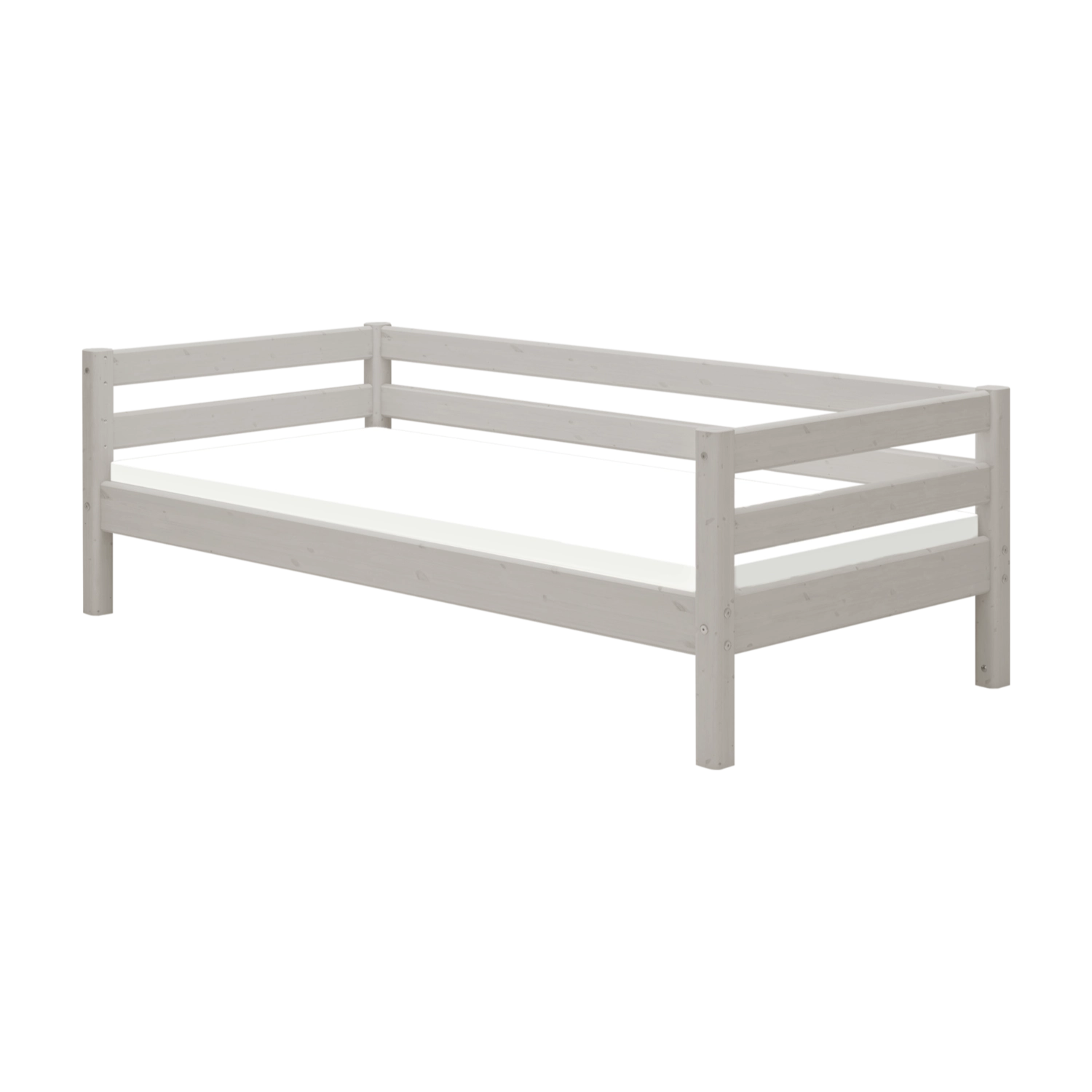 FLEXA Sicherheitsgitter in voller Länge in Grau, 200 cm, robuste, kindersichere Ausführung für Kinderbetten, abgebildet auf weißem Hintergrund.