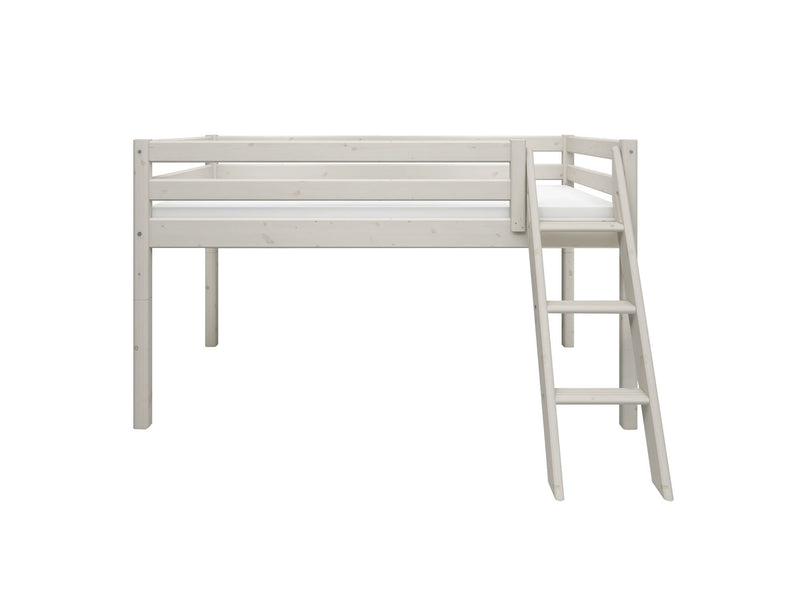 Mid-high bed w. slanting ladder