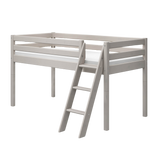 Lit haut 120 cm avec échelle et barrière de sécurité, 90x200 cm, Gris