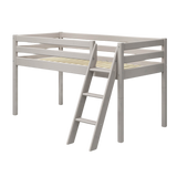 Lit haut 120 cm avec échelle et barrière de sécurité, 90x200 cm, Gris