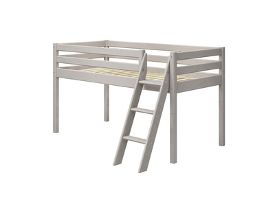 Mid-high bed w. slanting ladder