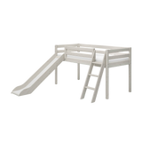 Mid-High Bed with Slide and Ladder, 90x200 cm, White