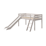 Mid-High Bed with Slide and Ladder, 90x200 cm, Grey