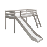 Mid-High Bed with Slide and Ladder, 90x200 cm, Grey