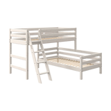 Bunk Bed with Ladder and Safety Rail, 90x200 cm, White