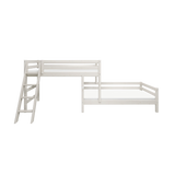 Bunk Bed with Ladder and Safety Rail, 90x200 cm, White