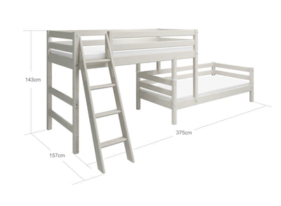 Semi-high bed w. slanting ladder