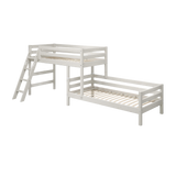 Bunk Bed with Ladder and Safety Rail, 90x200 cm, White