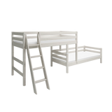 Bunk Bed with Ladder and Safety Rail, 90x200 cm, White