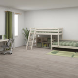 Bunk Bed with Ladder and Safety Rail, 90x200 cm, White