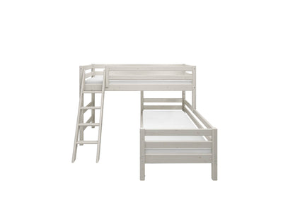 Bunk Bed with Slanting Ladder and Safety Rail, 90x200 cm, White