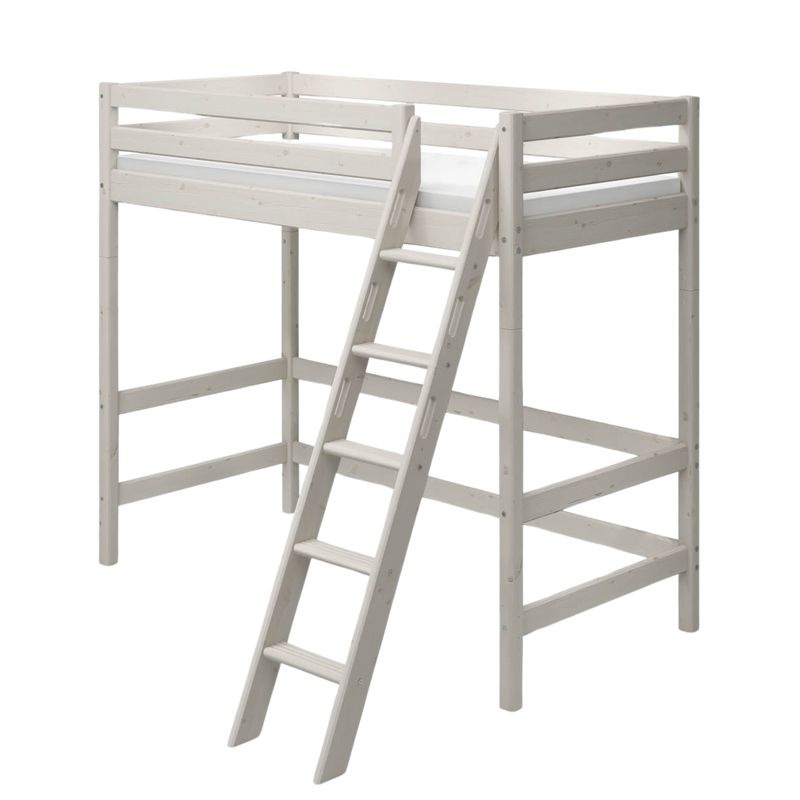 Hochbett 184 cm mit Leiter und Absturzsicherung, 90x200 cm, Weiß