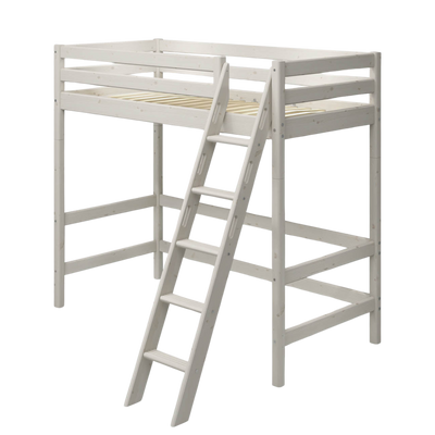 Hochbett 184 cm mit Leiter und Absturzsicherung, 90x200 cm, Weiß