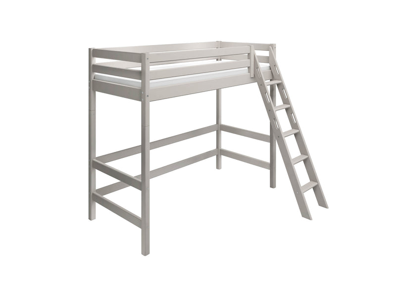 High bed with slanting ladder