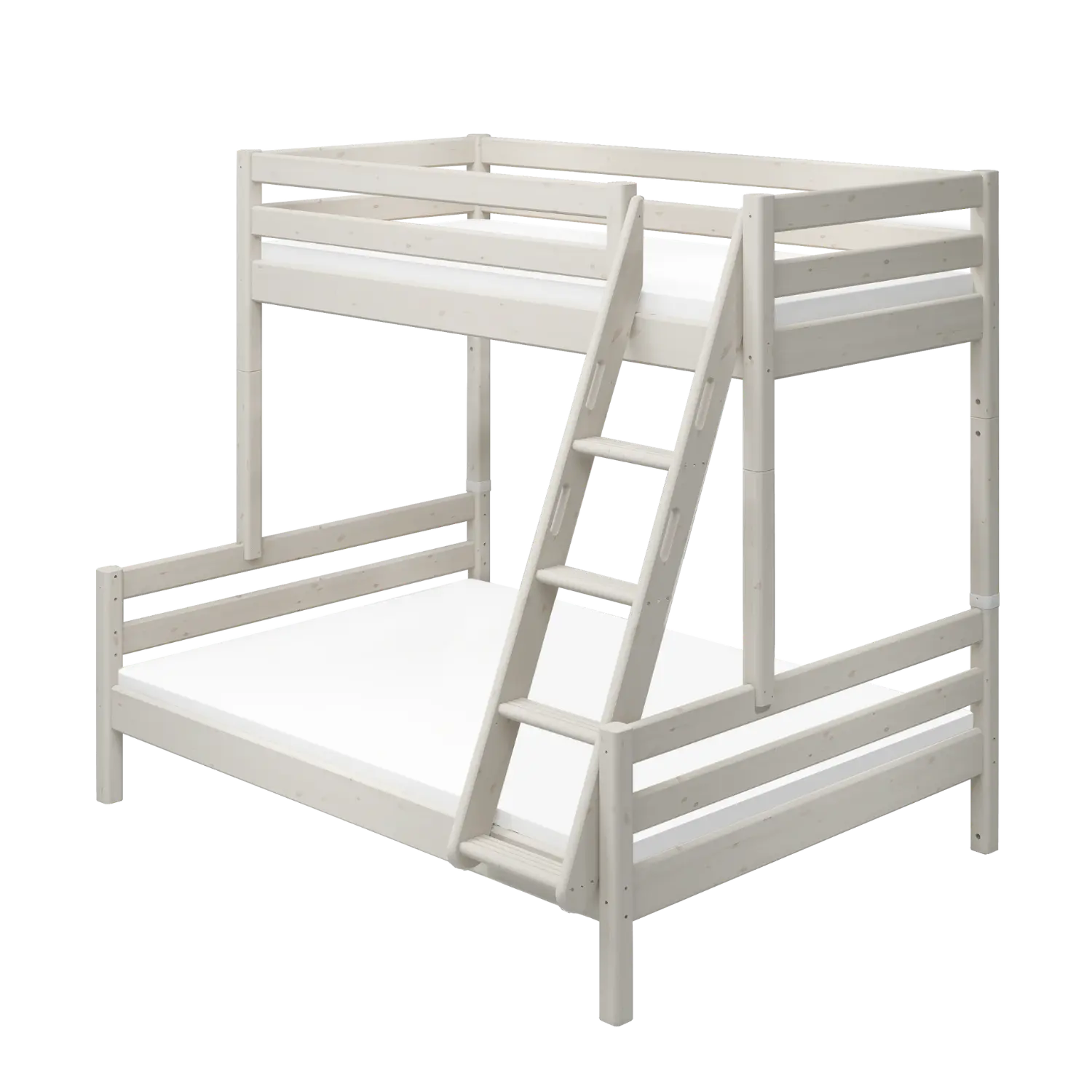 Family Bunk Bed 184 cm with Ladder and Safety Rail, 90/140x200 cm, White BUNKBED family-bed-white-washed-1  flexa-com.myshopify.com