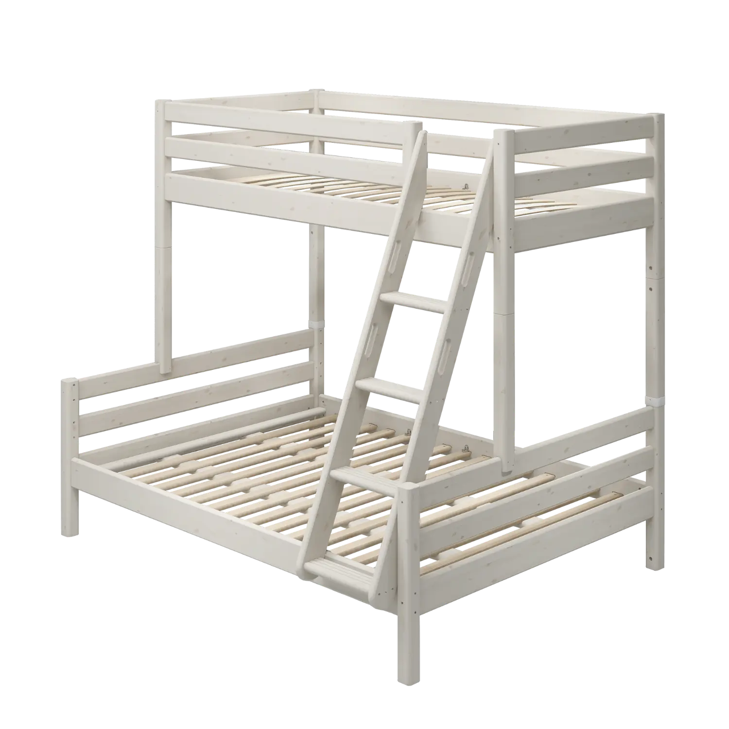 Family Bunk Bed 184 cm with Ladder and Safety Rail, 90/140x200 cm, White BUNKBED family-bed-white-washed-1  flexa-com.myshopify.com