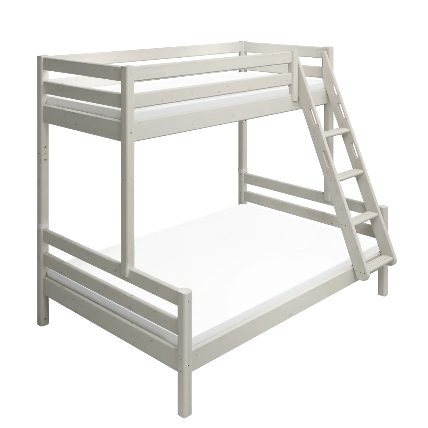 Family Bunk Bed 184 cm with Ladder and Safety Rail, 90/140x200 cm, White BUNKBED family-bed-white-washed-1  flexa-com.myshopify.com