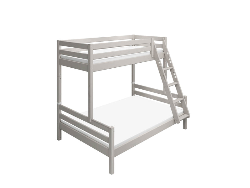 Bunk Bed with Slanting Ladder and Safety Rail, 90/140x200 cm, Grey