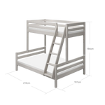 Family Bunk Bed 184 cm with Ladder and Safety Rail, 90/140x200 cm, Grey BUNKBED family-bed-grey-washed-1  flexa-com.myshopify.com