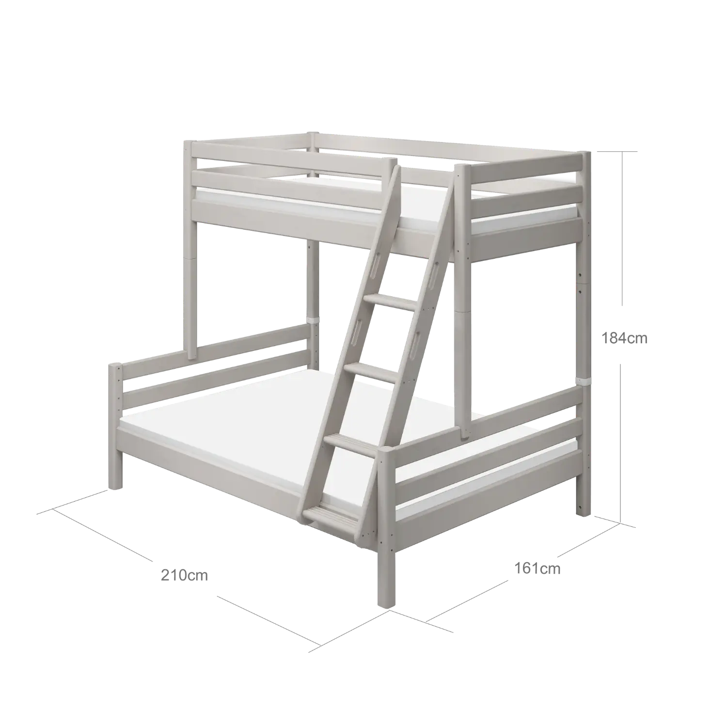 Family Bunk Bed 184 cm with Ladder and Safety Rail, 90/140x200 cm, Grey BUNKBED family-bed-grey-washed-1  flexa-com.myshopify.com