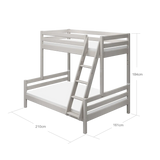 Family Bunk Bed 184 cm with Ladder and Safety Rail, 90/140x200 cm, Grey BUNKBED family-bed-grey-washed-1  flexa-com.myshopify.com
