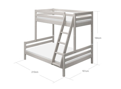 Bunk Bed with Slanting Ladder and Safety Rail, 90/140x200 cm, Grey