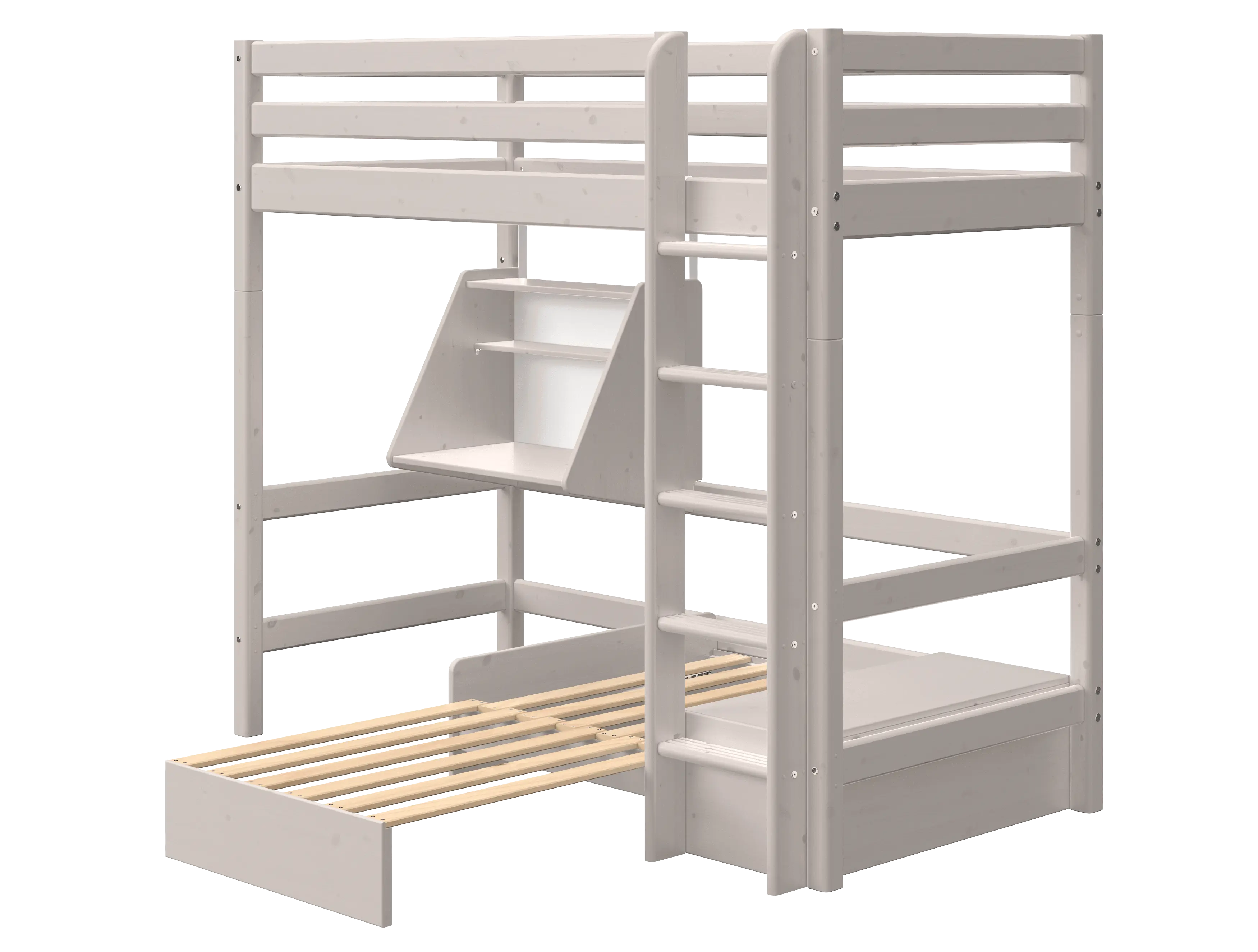 High Bed 184 cm with Sofa, Ladder and Safety Rail, 90x200 cm, Grey HIGHBED high-bed-with-casa-module-grey-washed-1  flexa-com.myshopify.com