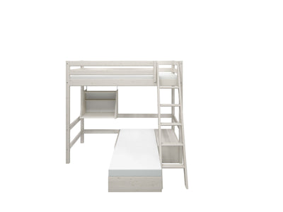 High bed with Sofa, Desk and Safety Rail, 90x200 cm, White