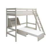 High Bed with Sofa, Desk and Safety Rail, 90x200 cm, White
