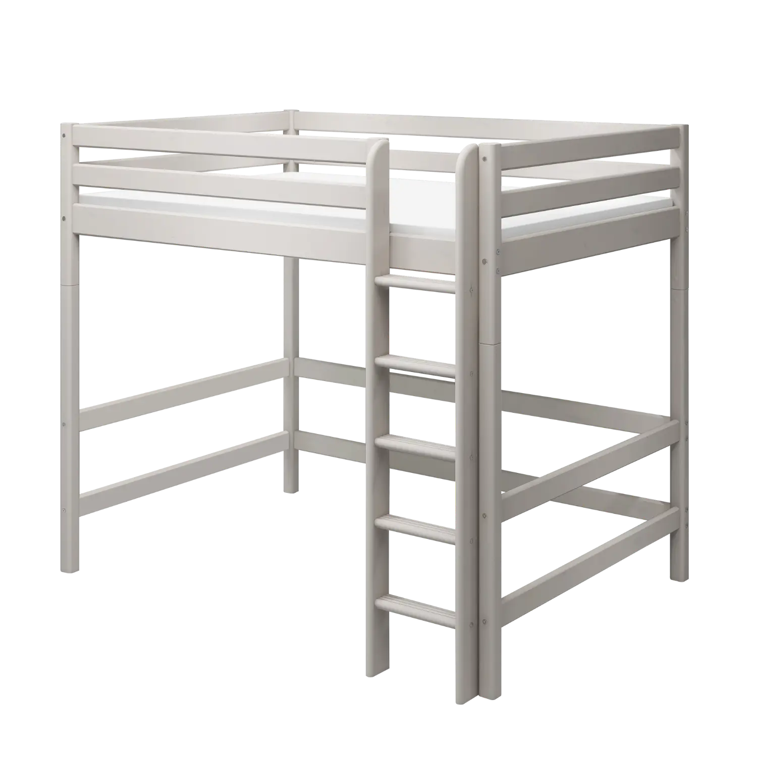High Bed 184 cm with Ladder and Safety Rail, 140x200 cm, Grey BED_CLASSIC_HIGH-BED high-bed-with-straight-ladder-grey-washed-3  flexa-com.myshopify.com