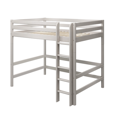 Hochbett 184 cm mit Leiter und Absturzsicherung, 140x200 cm, Grau