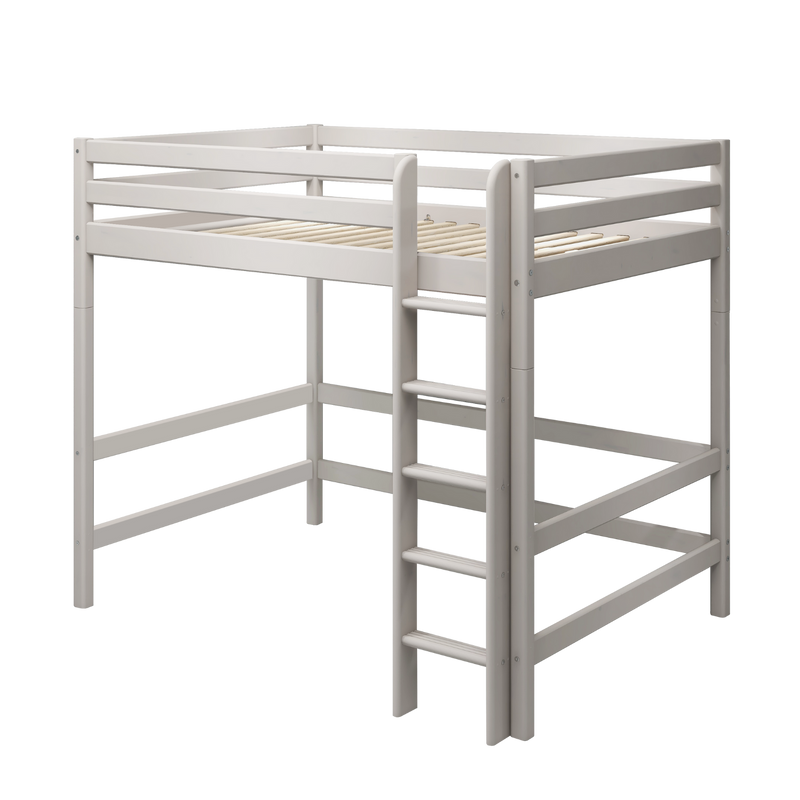 Hochbett 184 cm mit Leiter und Absturzsicherung, 140x200 cm, Grau