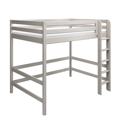 Hochbett 184 cm mit Leiter und Absturzsicherung, 140x200 cm, Grau