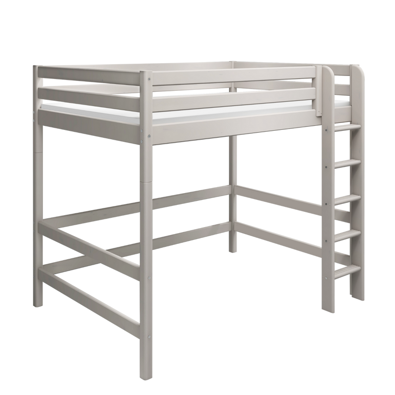 Hochbett 184 cm mit Leiter und Absturzsicherung, 140x200 cm, Grau