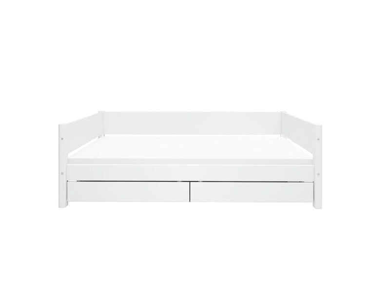 WHITE Lit Simple avec Rangement, 90x200 cm, Blanc