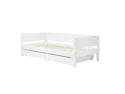 Single Bed with Storage and Safety Rail, 90x200 cm, White