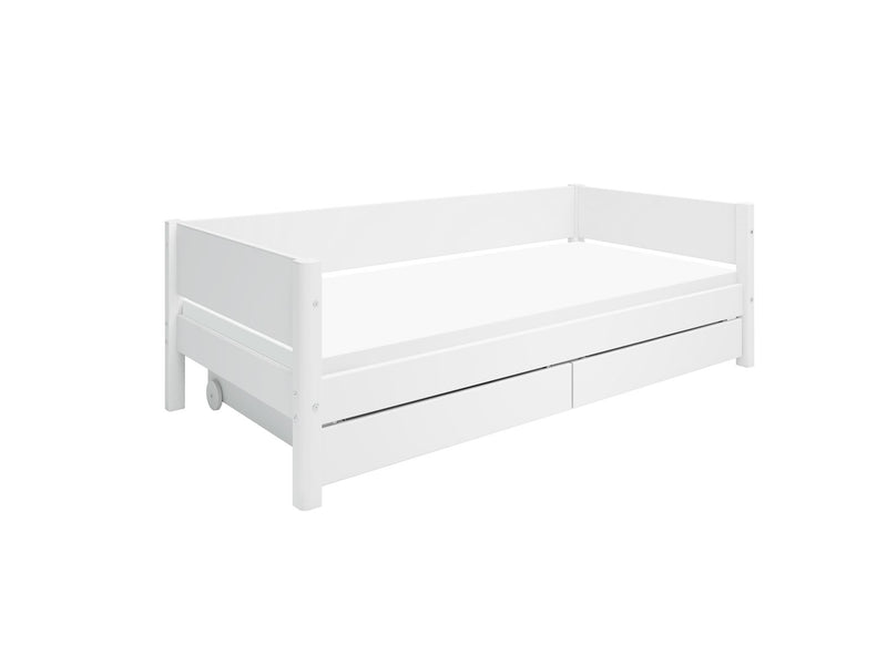 Single Bed with Storage and Safety Rail, 90x200 cm, White