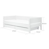 Single Bed with Storage, 90x200 cm, White