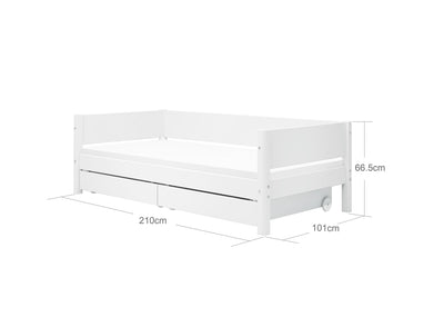 WHITE Cama individual con Almacenaje, 90x200 cm, Blanco